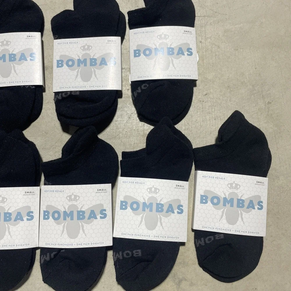 BOMBAS Lot (16 Pairs) Youth Black Ankle Socks Size Small New Superior Quality